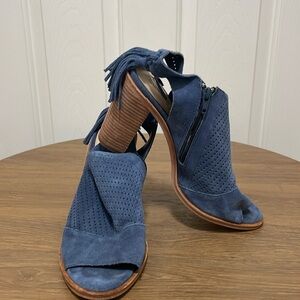 Gianni Bini Blue suede tassel heels. Size 10